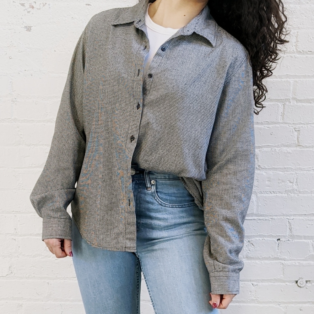 Flannel houndstooth button up